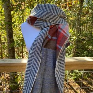 ASOS Plaid/herringbone Wool Blend Scarf Wrap